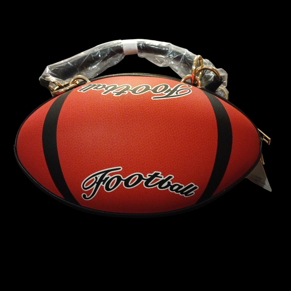 Red Football-Shaped Handbag.